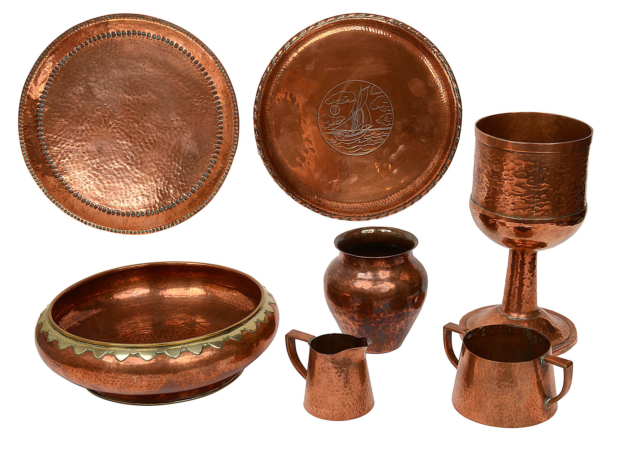 Arts and Crafts hammered copper items