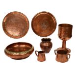 Arts and Crafts hammered copper items