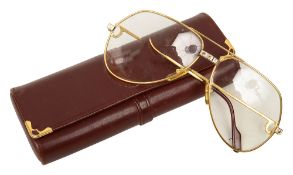A pair of Model 140 Cartier gentleman's aviator plated glasses