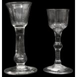 Two early 18th century balustroid wine glasses