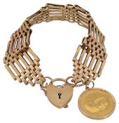 A 9ct gold six bar gate bracelet