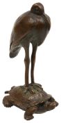After Barye, a Barbedienne bronze figure of a stork