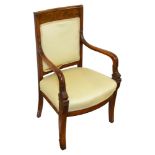 A French Empire mahogany armchair, 19th century