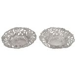A pair of George V Irish silver bon bon dishes in George III style
