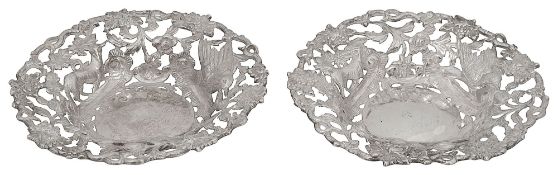 A pair of George V Irish silver bon bon dishes in George III style