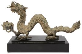 A Chinese verdigris patinated bronze of a dragon