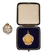 An RAF diamond and enamel Sweetheart brooch and a prize medal