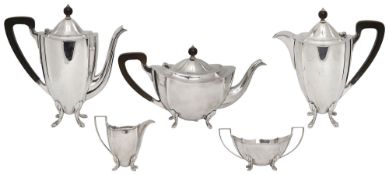 A George VI silver five piece tea and coffee service