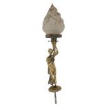 A continental cast brass figural table lamp c.1900