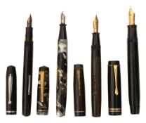 Four fountain pens to include Parker Duofold