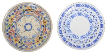Two 19th century French faience tin glazed earthenware chargers