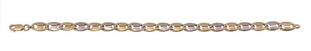 A 18ct two coloured pierced link bracelet