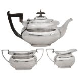 A George V silver three piece tea set