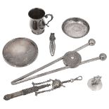 Silver to include an Asprey miniature mug and other items