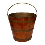 A 19th century Dutch brass bound goncalo alves tea kettle bucket