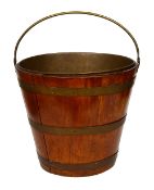 A 19th century Dutch brass bound goncalo alves tea kettle bucket