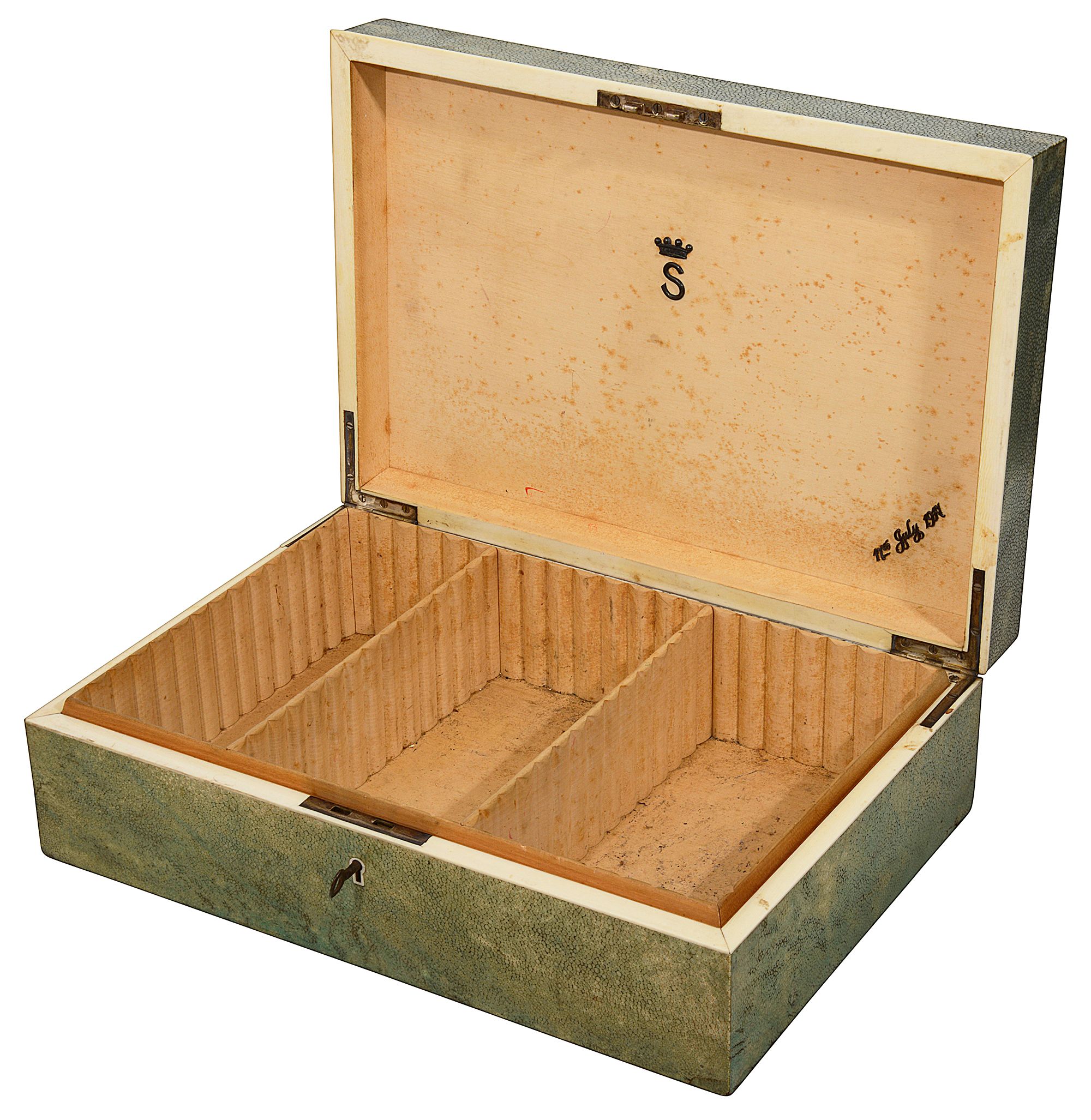 An early 20th century shagreen and ivory humidor by Callow - Image 2 of 6