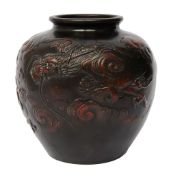 A Japanese Meiji Period patinated bronze and cold painted vase