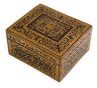 A brass and red tortoiseshell boulle table cigarette box