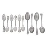 Four silver Tablespoons, six American dessert spoons