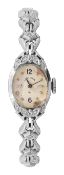 A 14ct white gold lady's bracelet/cocktail watch by Lady Elgin