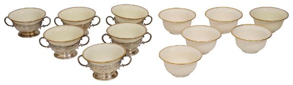 An early 20th century set of six American silver bouillon cups