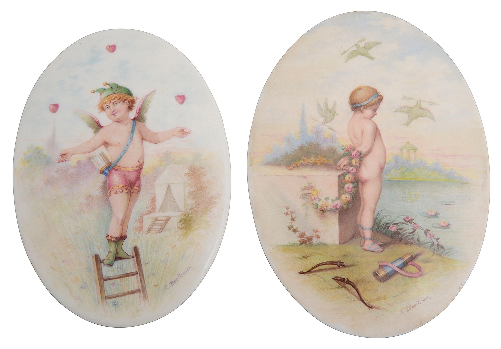 Two Minton plaques painted by Lucien Boullemier (1877-1949)