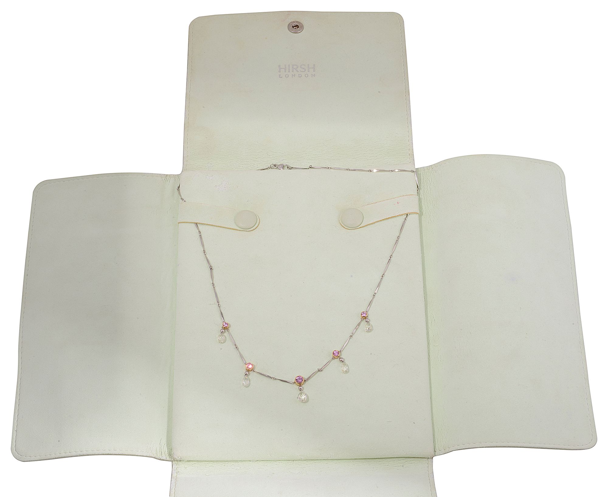 A diamond and pink sapphire necklace; a pair of matching earrings (2) - Image 4 of 5