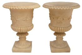 A pair of large 19th century Italian Grand Tour alabaster urns