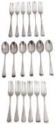 Matched early Victorian and later silver Old English pattern flatware