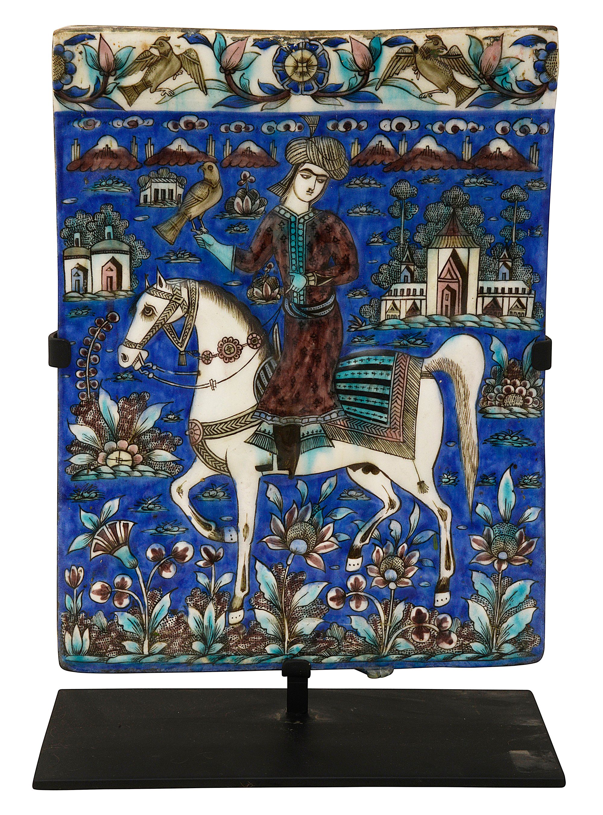 A 19th century Persian Qajar polychrome tile