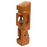 Carved hardwood abstract form totem sculpture