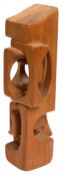Carved hardwood abstract form totem sculpture