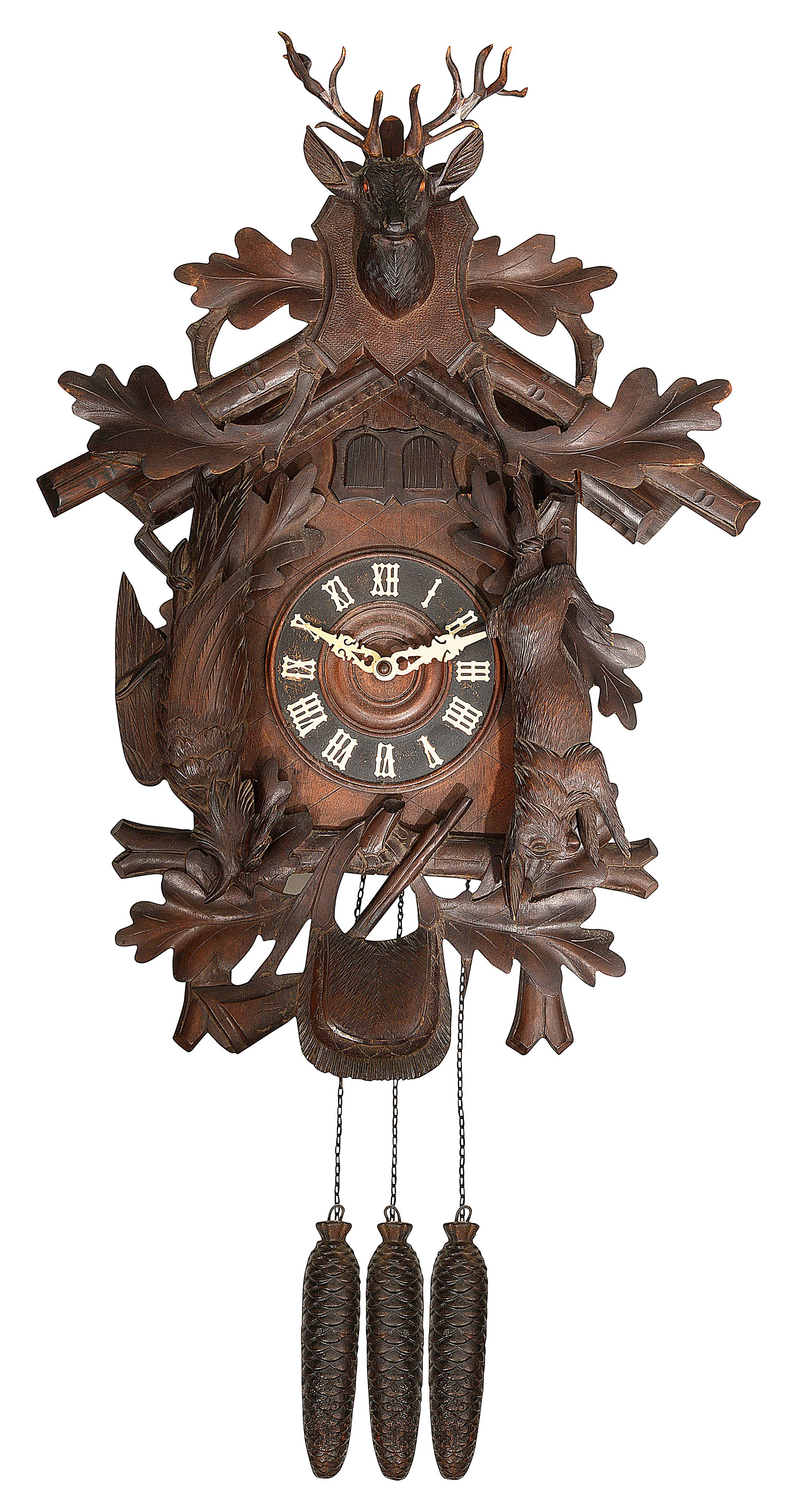 A large Swiss black forest cuckoo automaton wall clock c.1900