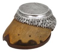 A silver mounted novelty hoof inkwell