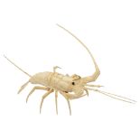 A Japanese Meiji Period bone okimono of a spiny lobster