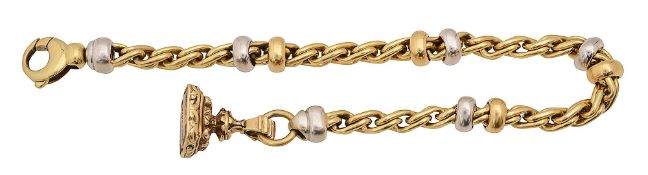 An Italian two coloured fancy link chain bracelet