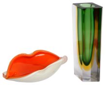 60s Italian vase and a Murano orange bowl (2)
