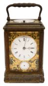 A French gilt bronze cased repeating carriage clock with alarm