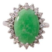 A jadeite and diamond-set cluster ring