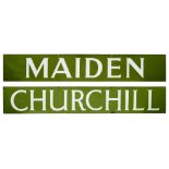 Two British Railways enamel signs for Maiden and Churchill
