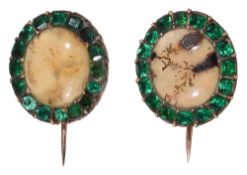 A pair of early 19th century moss agate and paste brooches