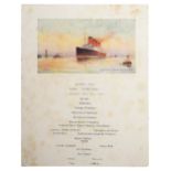 An RMS Lusitania Second Class Menu Card, May 11th 1911