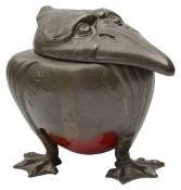 A Jugendstil pewter novelty inkwell in the form a grotesque bird