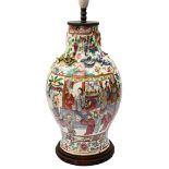 A 19th century Chinese Canton famille rose vase adapted as table lamp