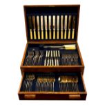 A Mappin & Webb cased canteen of Hanoverian Rattail pattern cutlery