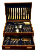 A Mappin & Webb cased canteen of Hanoverian Rattail pattern cutlery