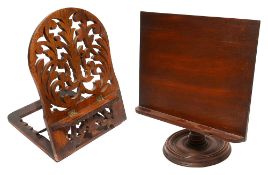 A Victorian rosewood bookstand and a mahogany stand