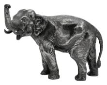 A large German WMF electroplated model of a standing elephant c.1900