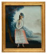 A Chinese export reverse glass painting